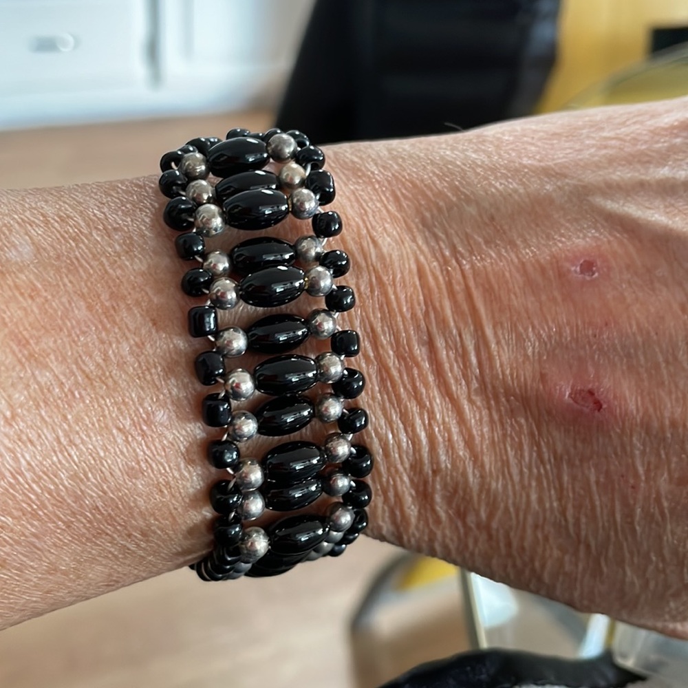 Black onyx with sterling silver bracelet